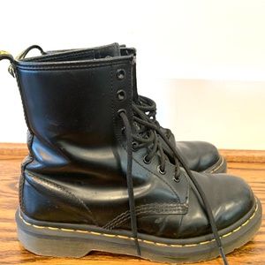Dr. Martens, smooth black leather, moderate wear